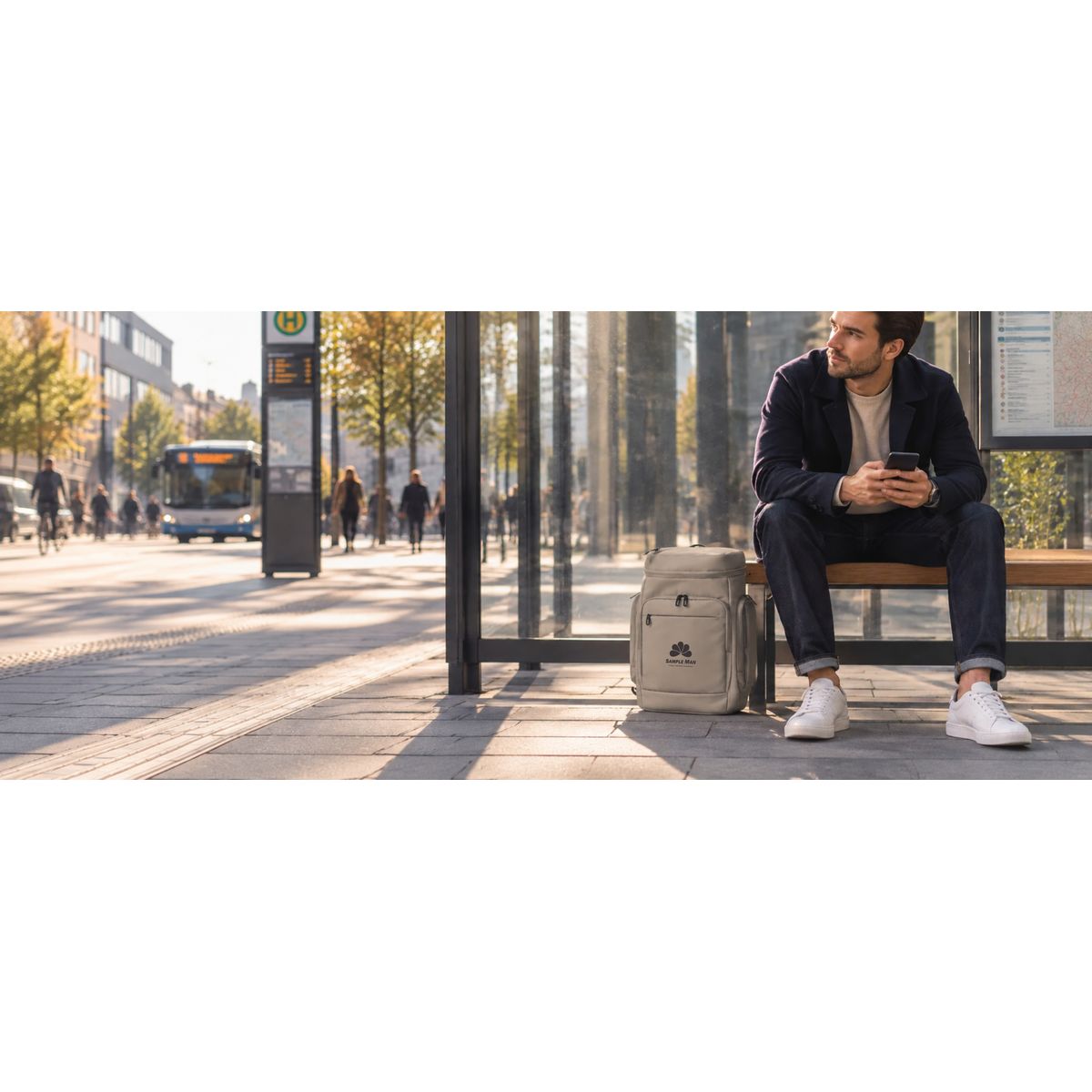 Halfar Notebook Backpack Solid Bushaltestelle
